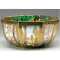 Wedgwood large fairyland lustre octagonal bowl boxing match interior castle on a road exterior gold wedgwood england stamp z5125 5 14 x 11 12