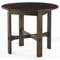 Stickley brothers leathertop lamp table no 132 with circular top and trumpetshaped crossstretchers metal tag 30 x 36 dia