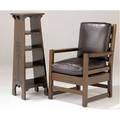 Gustav stickley chalet magazine stand no 500 and early armchair no 2604 with loose cushions on new frame unmarked 43 12 x 14 12 x 13 12 37 x 25 12 x 24