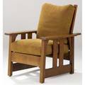Gustav stickley morris chair with two vertical side slats loose cushions on a sling seat unmarked 37 12 x 30 12 x 33 12