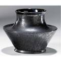George ohr squat vase entirely covered in gunmetal glaze script mark 3 12 x 4 34