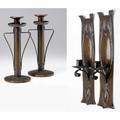 Onondaga metal shops etc pair of hammered copper candlesticks together with a fine pair of candlesconces embossed with thistles and leaves by unknown maker excellent patinas possibly redone on t