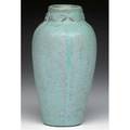 Van briggle vase embossed with dragonflies under frothy robins egg blue glaze ca 1906 aa van briggle colo spgs 19 7 x 3 14