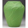 Van briggle early and rare vase carved with a gaggle of geese in profile under a fine matte green glaze 1902 incised aa van briggle 1902 6 14 x 5