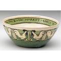 Saturday evening girls rare and early bowl decorated by fanny levine in cuerda seca with roosters on a green ground along with early to bed  early to rise makes a child healthy wealthy  wise 19
