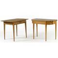 Hepplewhite country pine card table ca 1810 together with a single drawer pine work table card table 28 12 x 37 x 17 12