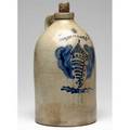 American stoneware twogallon jug with unusual tornadolike decoration 15 tall