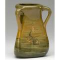 Weller hunter threehandled vase with fish on each side incised hunter impressed numbers 6 14 x 5