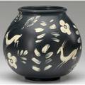Weller cretone large bulbous vase painted with white gazelles and flowers incised mark 7 x 7 12