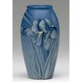 Weller hudson kkt vase painted by dorothy england with irises restoration to small area at base kiln stamp artists signature kkt 7 x 3 34