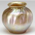 Tiffany gold favrile bulbous vase marked lct on base 3 12