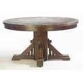 Arts  crafts split pedestal table of quartersawn oak with heavy buttressed base 29 12 x 54 dia