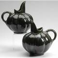 Hampshire attr pair of melonshaped pitchers in dark green glaze 9