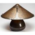 Aurora studios  michael adams table lamp its hammered copper base topped by a fourpanel mica shade stamped mark 20 12 x 22 12