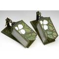 Arts  crafts lighting pair of wallmounted hanging lanterns with floral design of green white and yellow slag glass unmarked 12 34