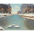 20th c american winter on nolan fork oil on canvas framed provenance private collection pennsylvania signed schofield and stretcher stamped little gallery east newark nj 28 x 36