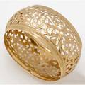 Pierced gold bangle broad 18k yg 1 58 arched cuff 413 gs
