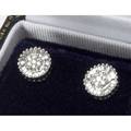 Diamond cluster earrings brilliantcut and baguettecut diamonds in 14k wg approx 1 ct tw 38 dia