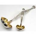 Whiting silver hyperion soup ladle 12 with a 7 14 gravy ladle both with gilded apple shaped bowls not monogramed 923 ot