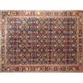 Bijar room size rug with all over design on blue ground ca 1970 in good condition 9 x 10 5