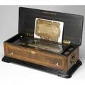 Music box swiss six tune cylinder music box with mandolin and piccolo late 19th c 32 x 10