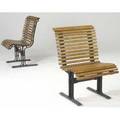 Modern pair of boston benches with pine slats on cast iron frames 17 x 24 x 24