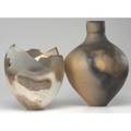 Roberta marks rakufired classicallyshaped vase together with another vase by unknown artist 1979 vase pictured left bears indecipherable signature and dated 1979 provenance collection of der
