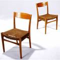 Swedish pair of birch side chairs with woven rope seats 30 12 x 18 12 x 18 12