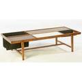 Greta grossman attr occasional table with laminate panel and canvas inserts 14 x 54 x 23