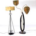 Modern floor lamps with wire and wood each with laced shade tallest 68 12