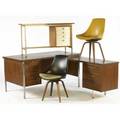 Modern office furniture including a sofco desk two saarinenstyle swivel chairs and a similar console desk 29 x 58 12 x 73