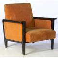 Harvey probber armchair upholstered in orange ribbed velvet on ebonized wood frame 31 x 30 12 x 30
