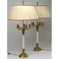 Tommi parzinger  stiffel pair of fivearm brass and enameled metal table lamps each 36 x 10 12