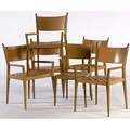 Paul mccobb six dining chairs four arm and two side with bleached mahogany frames and woven leather seats 35 x 22 34 x 22 12