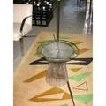 Warren platner  knoll floor lamp with integrated glasstop side table on steel wire frame 58 x 20