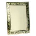Modern large wallhanging mirror its mirrored frame decorated with fretwork and rose design 46 x 26