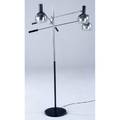 Modern triarm adjustable floor lamp in chrome and black enameled metal approx 64 x 37