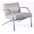 Paul tuttle lounge chair with eggshell leather cushions on polished steel frame 27 12 x 27 x 32