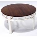 Modern round occasional table with walnut top on fretwork base from the grieco house built by marcel breuer in andover massachusetts 1954 18 x 31