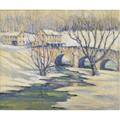 Philip richardson whitney american 18781960 old bridge in winter 1940 oil on canvas framed signed and dated 25 14 x 30 14 provenance private collection massachusetts