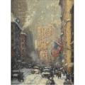 Laurence a campbell american b 1940 broadway near union square oil on masonite framed signed and titled 16 x 12 provenance private collection new jersey