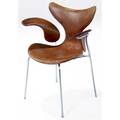 Arne jacobsen seagull chair covered in brown leather on steel frame 1972 marked in denmark by fritz hansen 1972 31 12 x 21 12 x 18