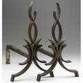 Raymond subes pair of castiron andirons of stylized flame design 15 34 x 9 x 15 34