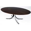 Osvaldo borsani dining table with radiating walnut veneer top on polished steel base 28 x 77 34 x 47