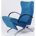 Osvaldo borsani  tecno steel reclining chair with rubber armrests brass hardware marked t open approx 38 x 28 x 42