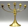 Antique bruno paul fivearm candelabrum in bronze with ribbed shaft and flaring base 13 12 x 17 12 x 6 12