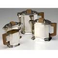 Bloch eschwege paris fourpiece art deco sterling silver tea and coffee set with teak handles stamped with makers marks and minerva hallmark largest 6 34 x 7 12 x 3 34