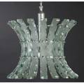 Fontana arte corseted glass chandelier with cast frosted glass prisms on chromed steel frame 22 x 19 dia each prism 15