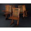 George nakashima set of six walnut conoid chairs with hickory spindles marked with clients name 35 x 20 x 20