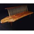 George nakashima butternut conoid bench with back its freeedge seat with single rosewood butterfly key 1991 provenance available signed marked with clients name and dated 31 12 x 90 x 23